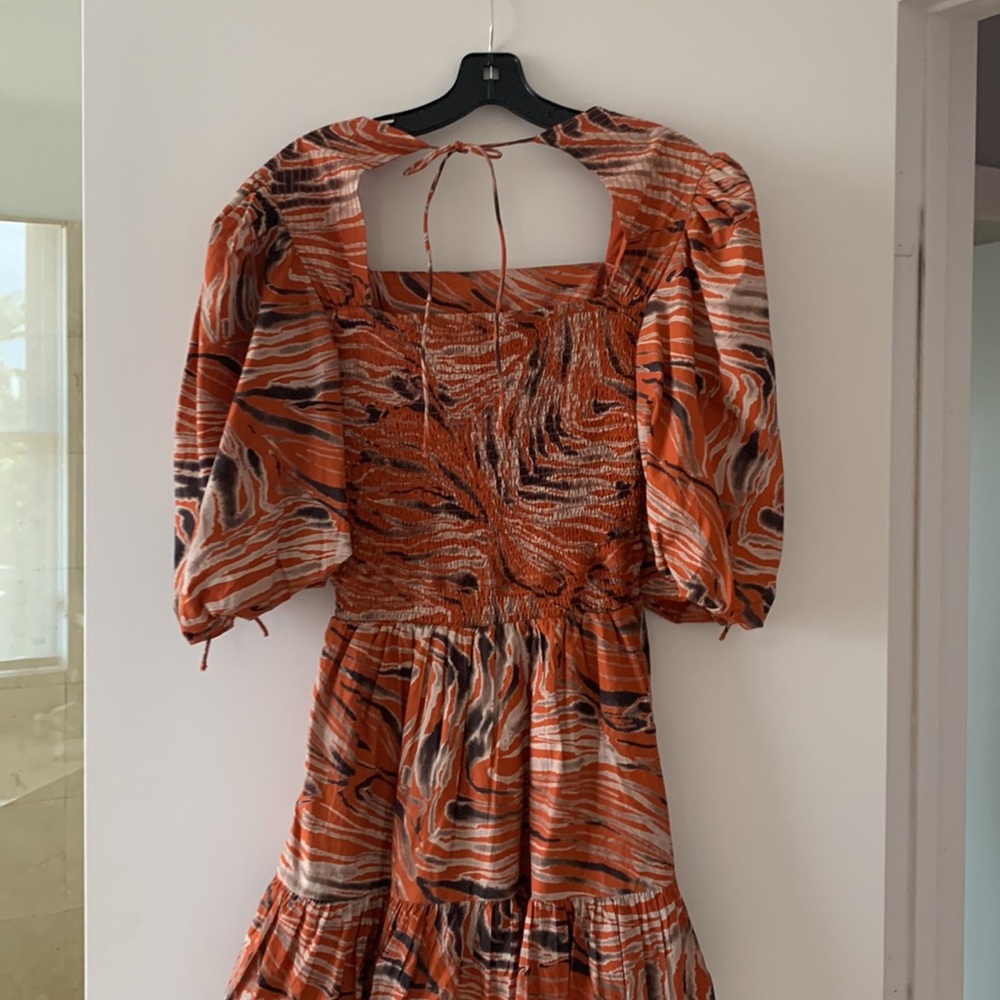 Mini Dress with Orange Marble Print - Picture 3 of 6